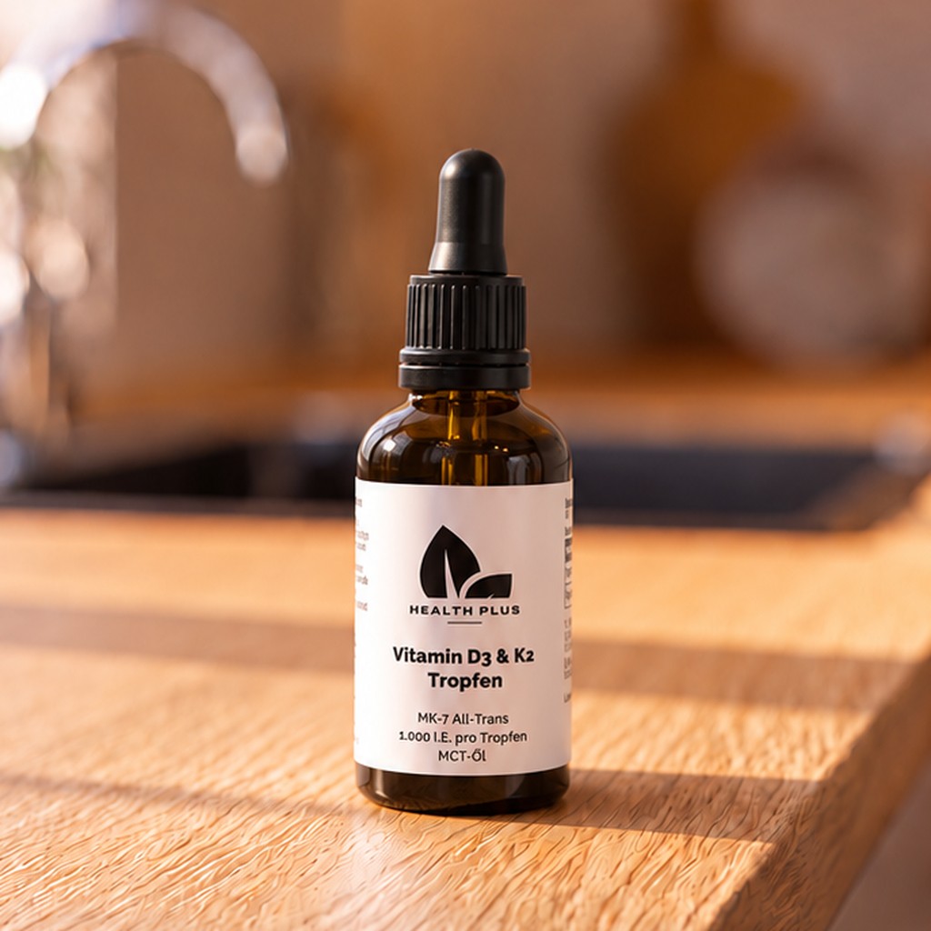Health Plus Vitamin D3 & K2 Tropfen – Flasche frontal
