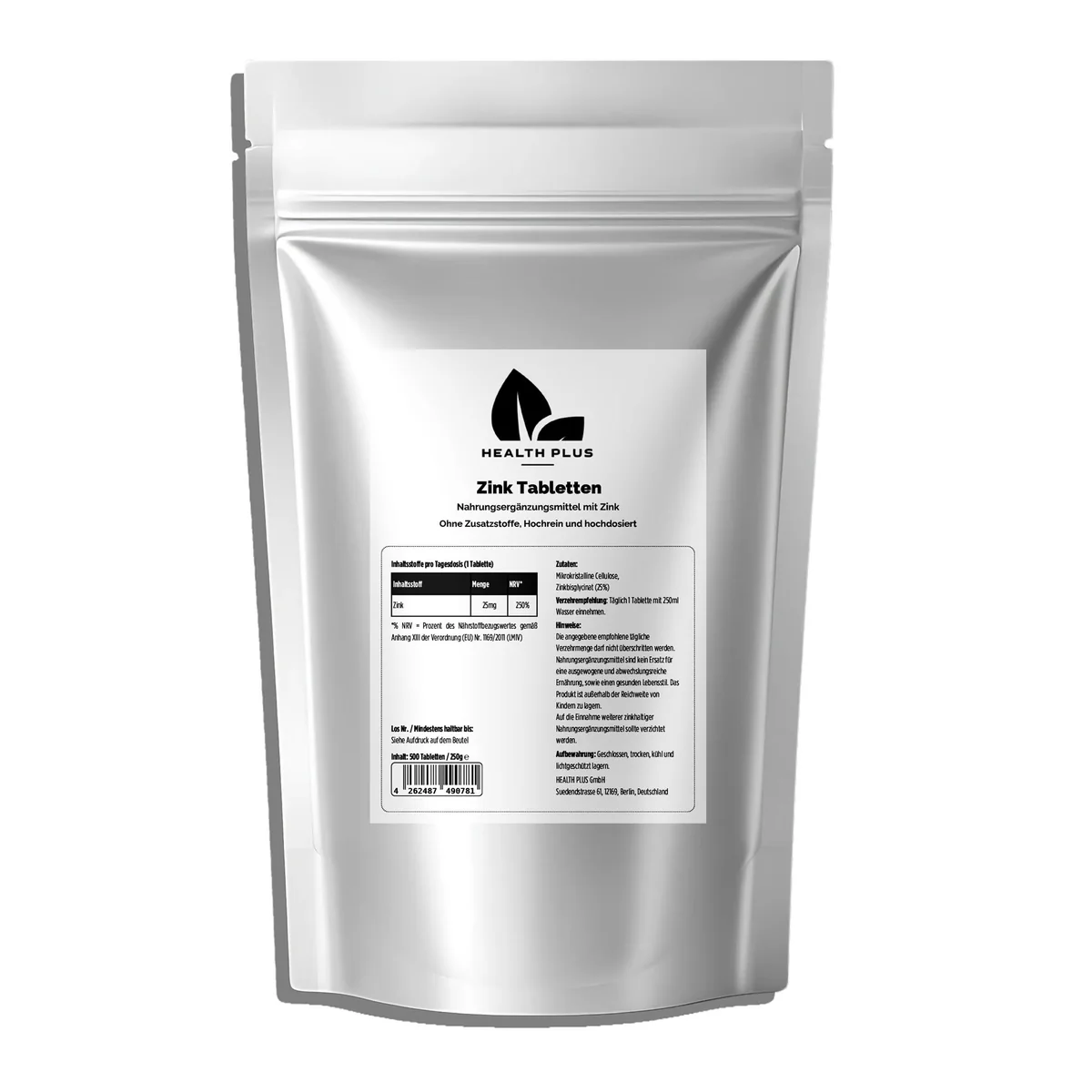 25mg Zink Bisglycinat - 500 Tabletten